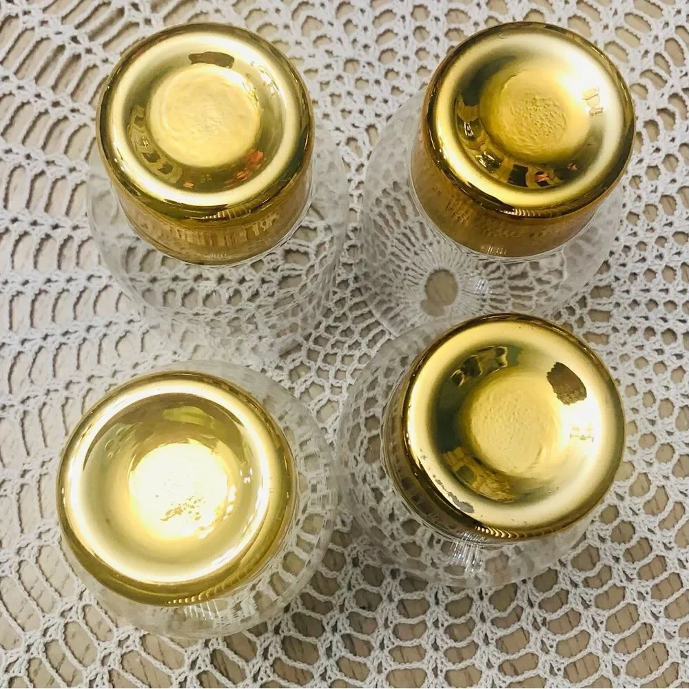 Guilia Gold  Whisky 🥃 Clear Glass Gold Paint Ring Vase  Danish Design Set Of 4
